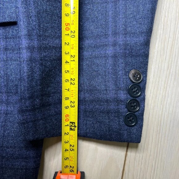 Armani Collezioni Men's Blue Checked Notch Lapel Two-Button Suit Jacket Size 50 - Picture 9 of 12